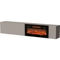 MIRJAN24 TV-Schrank Capital 200 EF mit Kamin (mit Drehtür und Klappe) Realistische LED-Flamme, Gasdruckfeder