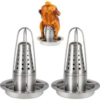 bremermann Hähnchenbräter 2x Hähnchengriller mit Aromabehälter, Hähnchenhalter, Edelstahl, (2-St)