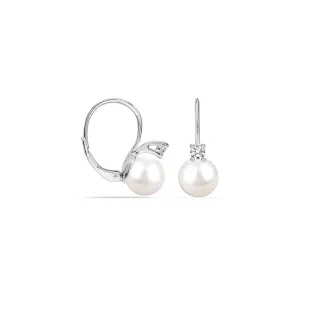 Frauen Ohrringe aus weißen Perlen in 925 Sterling Silber mit katalanischem Verschluss BIPE048