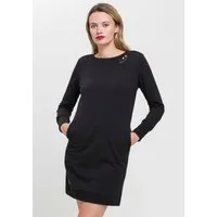 Ragwear Sweatkleid MENITA O mit veganer 3 Knopf-Applikation
