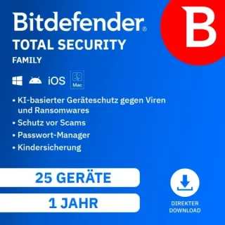 Bitdefender Total Security Family 2026 (Jahr(e): 2 Jahre)
