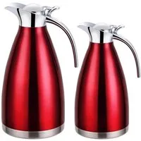 Cheffinger Isolierkanne 2er Set Thermoskanne 1L + 1,5L Isolierkanne Teekanne Thermosflasche
