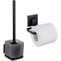 WENKO WC-Garnitur Vacuum-Loc® Quadro, WC-Bürstenhalter & Toilettenpapierhalter, Wandmontage ohne Bohren