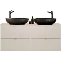 Lomadox Waschtisch DURANGO-56, 120cm Waschtisch, kaschmir, verschiedene Grifffarben, LED-Spiegel