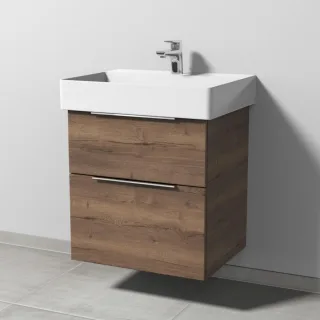 Sanipa 3way Waschtischunterbau zu Duravit Dura Square Waschtisch mit 2 Auszügen, Eiche-Tabak UM42650