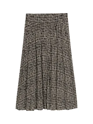 Tom Tailor - High Waist Midi-Rock aus Viskose abstract black grid design - Gr. - 36