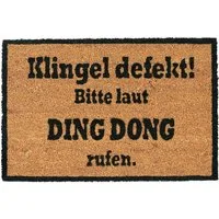 relaxdays Fußmatte Kokosmatte DING DONG, Höhe: 15 mm
