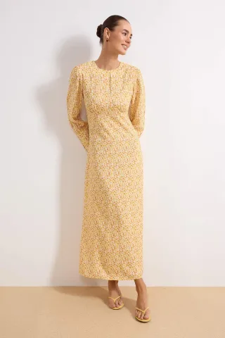 Langes, geblümtes Maxikleid für Damen, lässig/alltagstauglich, A-Linie, Hijab-Stil