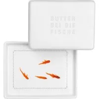 räder design stories Butterdose Butterdose klein Butter bei die Fische weiß 10,5cm, Porzellan