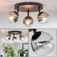 hofstein Deckenleuchte Deckenlampe aus Metall/Glas in Schwarz/Rauchfarben/Klar, ohne Leuchtmittel, moderne Deckenleuchte im Retro/Vintage-Design (Schirme 10cm), 3 x G9
