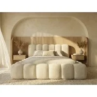 yourhouse24 Polsterbett DALLAS Slim Bubble-Design aus Bouclé, inkl. Bettkasten, Platzsparendes Chunky-Bett mit vertikaler Steppung