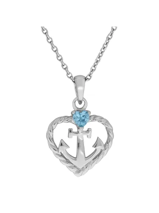 Zeeme Silber Halskette Silber 925 rhodiniert Herz Zirkonia blau