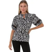 Estefania for woman Kurzarmshirt 194-1347, mit Hohlsaumstickerei am Arm