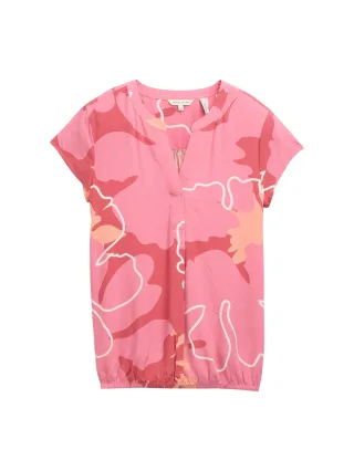 Tom Tailor - Bluse mit Muster pink big floral shapes design - Gr. - 38