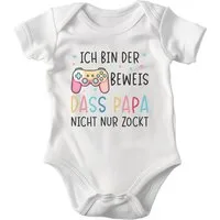 22Feels Kurzarmbody Bio Unisex Babybody Weiß Papa zockt Controller Geschenk für Gamer BIO-Baumwolle - In Deutschland Bedruckt - Niedlicher Print