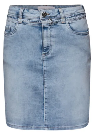 Street One - High Waist Mini-Jeansrock in cooler Washed-Optik blau - Gr. - 36