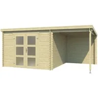 LASITA MAJA Gartenhaus Gartenhaus Blockbohlenhaus, Geräteschuppen, Gartenhütte,Holzhaus, BxT: 501x319 cm, Wetterfest, langlebig und in elegantem Carbongrau behandelt