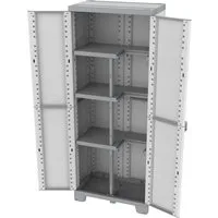 Kreher Mehrzweckschrank 'Sequoia' - Holz Optik Grau - aus Kunststoff - 2 in 1 - wetterfest