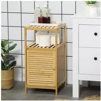 Kleankin Badregal Badezimmerschrank Badschrank mit offenem Fach, Beistellschrank, Aufbewahrungsschrank 1-tlg., Natur, 33 x 36,5 x 67 cm