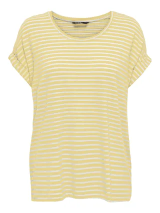 ONLY - ONLMOSTER STRIPE S/S O-NECK TOP JRS NOOS Pale Banana - Gr. - M