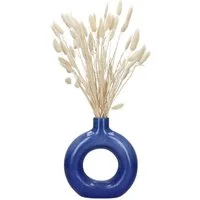 MamboCat Dekoobjekt MamboCat Peruya blaue Vase rund Deko Blumenvase Steingut Donut Sträuße