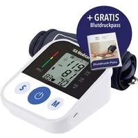 IEA Medical Oberarm-Blutdruckmessgerät ZK-B869, LCD-Display, mit Arrhythmie-Anzeige und Blutdruckpass, mit WHO-Indikator, 2 Nutzer × 99 Speicher, Manschette 22-42 cm