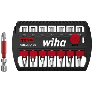 Wiha Bit Set BitBuddy TY-Bit 49 mm Phillips, Pozidriv, TORX 7-teilges Set 1/4 zoll E6,3 - 6 Stück - 42116