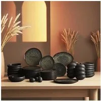 Karaca Geschirr-Set Earth Collection Galactic 55-teiliges Geschirrset für 12 Person, 12 Personen, Steinzeug, Elegantes Marmordesign, umfassendes 55-teiliges Set