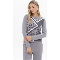 Passioni Strickpullover mit Streifen- und Leoprint