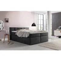 Möbelfreude Boxspringbett Boxspringbett Valina mit Bettkasten 180x200cm ..., 180x200cm Anthrazit H2/H3 Kopfteilhöhe 90 cm ideal für Dachschrägen +