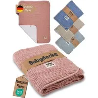 Babydecke Babydecke Musselin Fleecedecke flauschig weich - rosa, BEARFOOT, flauschige Kuscheldecke, Baby, Neugeborene, Geschenk Junge & Mädchen
