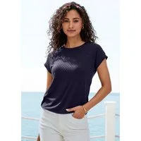 Vivance Kurzarmshirt mit modischem Jacquard-Muster aus luftiger Qualität mit Viskose