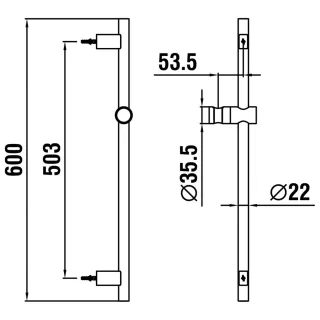 LAUFEN Brausestange TwinGliss , PVD Rosegold, Höhe 600 mm Vollmetall Einfache Installation dank inte HF904791465000