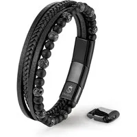 UNIQAL.de Lederarmband Lederarmband Herren "FANCY" Perlenarmband Naturstein Geflochten (Edelstahl, Echtleder, Casual Style, handgefertigt)