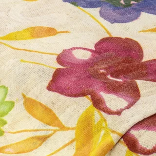 Strickstoff "Blumen", wollweiß/bunt