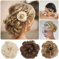LuxusKollektion Kunsthaar-Extension Haarteil Haarverdichtung Haargummi Scrunchie Zopf Bleichmittel Blond