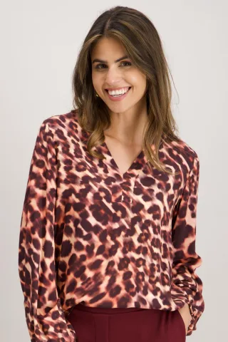 signe nature - Bluse mit Allover-Muster rot - Gr. - 40