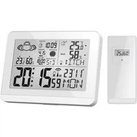Miraval Moderne Design Funk-Wetterstation Funkwetterstation (Außensensor, mit Aussensensor bennenbar Mondphase Sonnenaufgang 2 Alarme Hygrometer)