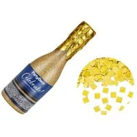 partydeco Konfetti Konfettishooter Champagnerflasche 20,5 cm, Gold