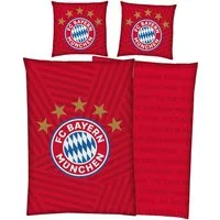 BERONAGE Wendebettwäsche FC Bayern München Bettwäsche " 5 Sterne Rot " Linon / Renforcé, Baumwolle, 2 teilig, 135x200 + 80x80 cm