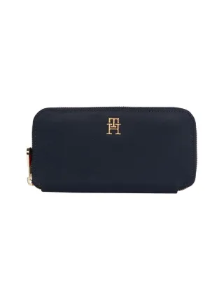 Tommy Hilfiger - Große strukturierte Monogramm-Brieftasche blau - Gr. - OS