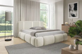 Polsterbett Schlafzimmerbett SPRINGS Komplettset 180x200cm in Stoff Lambi Creme