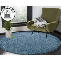 THEKO Wollteppich Gabbeh Uni, Handgefertigt, meliert, auch als Läufer erhältlich, Wolle, rund, Höhe: 14 mm, Schlafzimmer, Wohnzimmer, Esszimmer, auch als Läufer oder rund