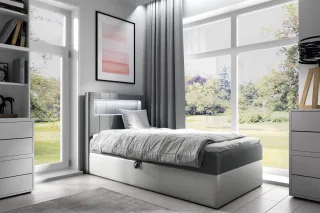 Boxspringbett Gästebett Kinderbett FABIAN Nr.1 100x200cm Weiss-Grau
