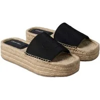 Calvin Klein FLATF ESPA NEOP MG Pantolette Sommerschuh, Strandschuh mit Plateau, schmale Form
