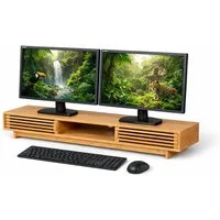 relaxdays Monitorständer mit 3 Fäch, (natur)