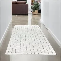 Carpetia Teppich Wohnzimmer Teppich weich Strichmuster - creme mit grauen Streifen, rechteckig