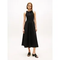 Tommy Hilfiger A-Linien-Kleid GOLD BUTTON POPLIN MIX DRESS Baumwollmischung, mit goldfarbenen Knöpfen
