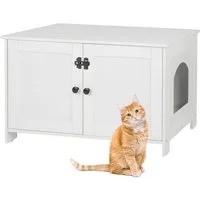 relaxdays Katzenhaus Katzenschrank für Katzenklo, weiß