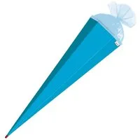 Roth Schultüte Basteltüte Pazifikblau, 85 cm, eckig, mit blauem Tüllverschluss, Zuckertüte zum Basteln